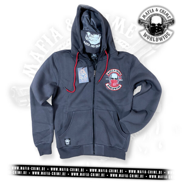 Mafia & Crime Worldwide Boys Zipper mit Maske anthrazit 3XL