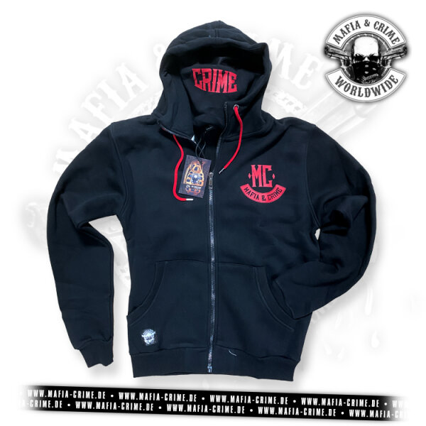 Mafia & Crime MC Boys Zipper mit Maske schwarz / rot XL