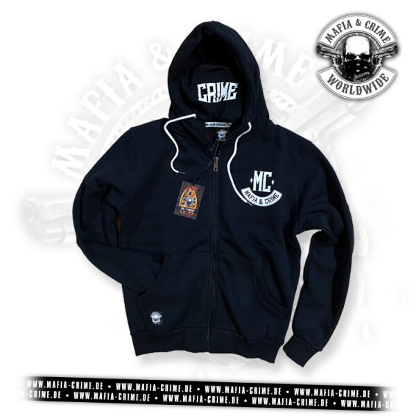Mafia & Crime MC Boys Zipper mit Maske schwarz / weiß M