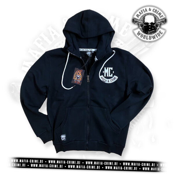 Mafia & Crime MC Boys Zipper schwarz / weiß XL