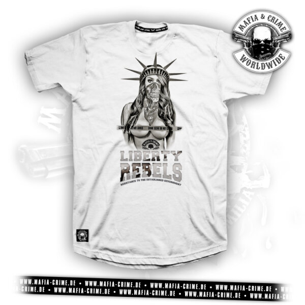 MC Mafia & Crime " Liberty Rebels" Boys Shirt rounded weiss XL