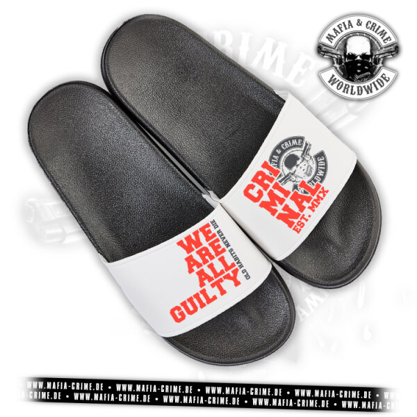 MC Mafia & Crime WE ARE ALL GUILTY Badelatschen schwarz 42/43