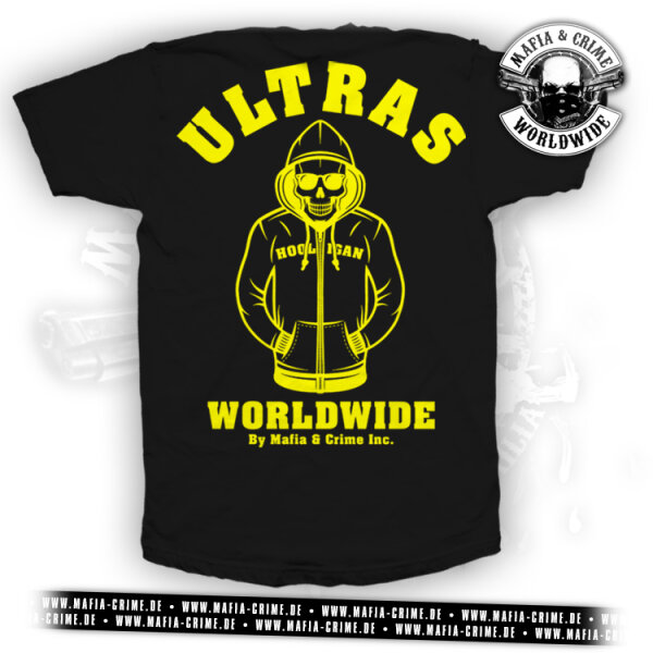 MC Mafia & Crime " Ultras" Boys Shirt rounded schwarz gelb L