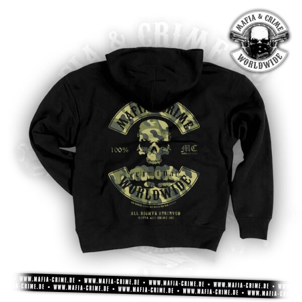 MC Worldwide Unisex Hoodie schwarz camo grün XXL