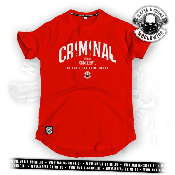 Mafia & Crime "CRIMINAL" Unisex Shirt rounded rot 4XL