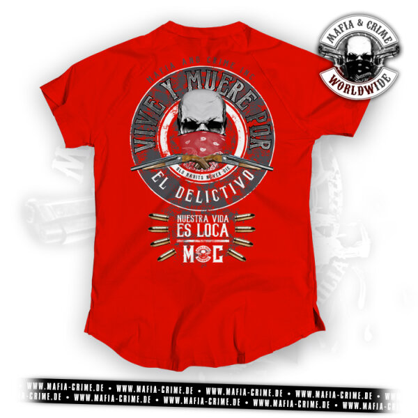 Mafia & Crime "Nuestra Vida Es Loca" Unisex Shirt rounded rot 3XL